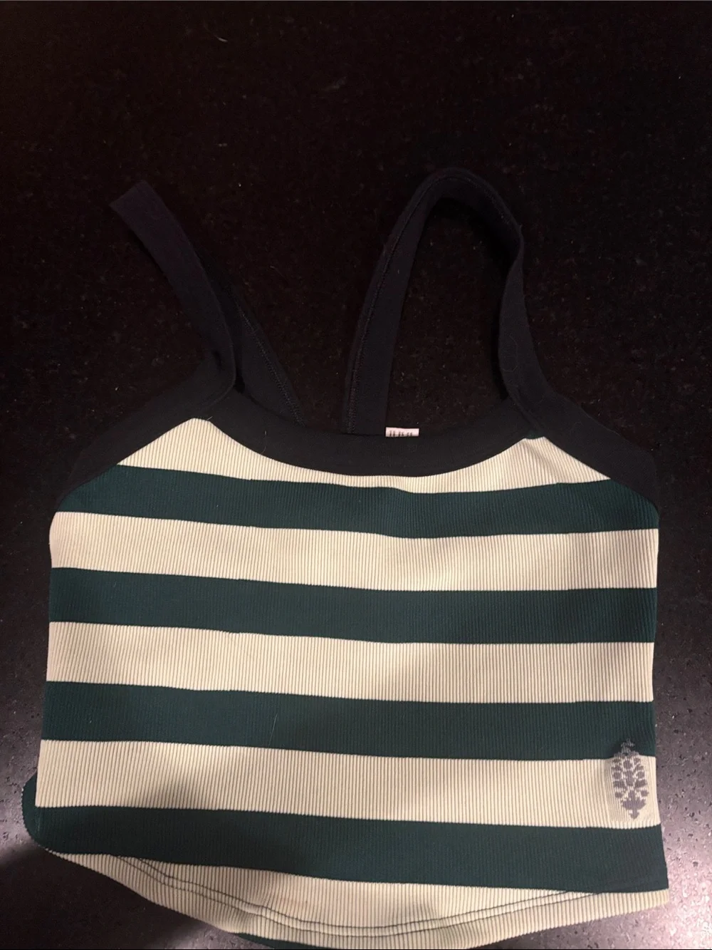 Free People Striped Green and lime green black Tank Top